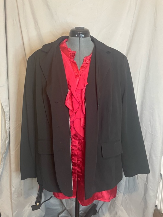 Worthington Jackets & Blazers - Worthington Black Blazer with Red Ruffle Blouse
